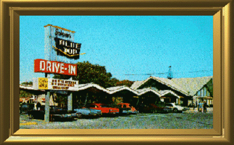 1966 picture of the blue top drive in outdoor from US41 looking East