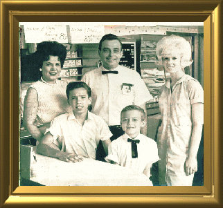 Bernard Johnsen family picture taken indoor at the Blue Top drive-in 1965